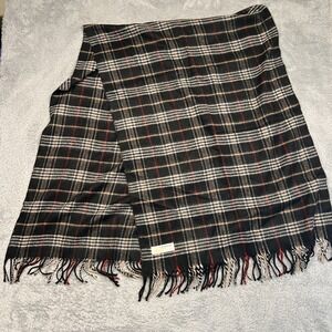 Royal Rossi Scarf 100% Cashmere Black Plaid Unisex 75x27.5‎ Fringe Quiet Luxury